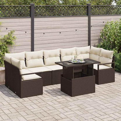 Set Divano da Giardino 8 pcs Marrone e crema polyrattan | homemem39