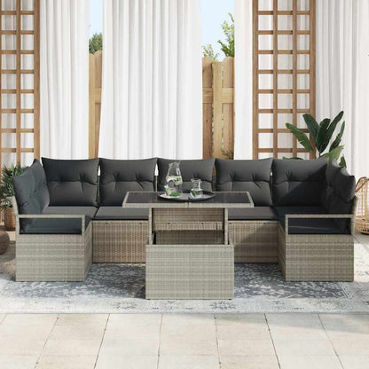 Set Divano da Giardino 8 pz 7-Numero di posti Grigio chiaro