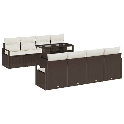 Set Divano da Giardino 7 pcs Marrone e crema polyrattan | homemem39