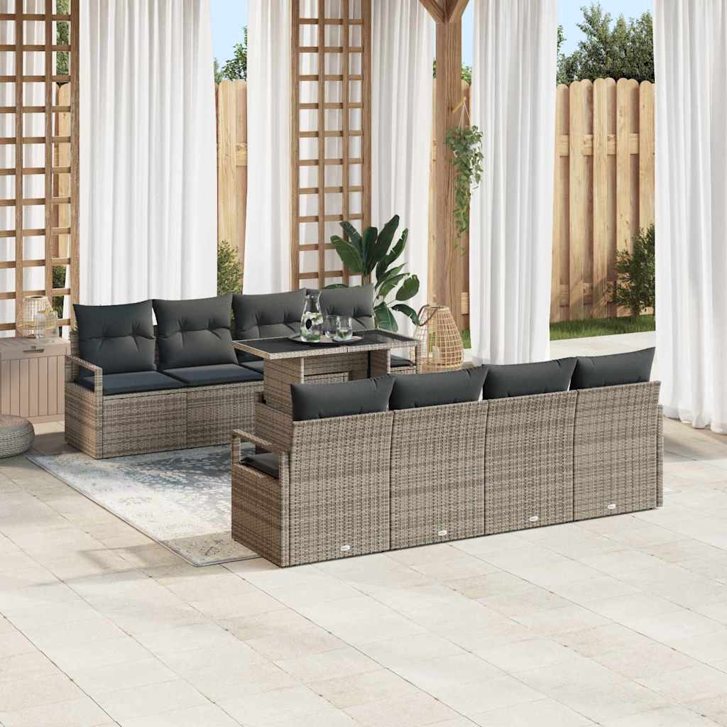 Set Divano da Giardino con cuscino 7 pcs Grigio polyrattan | homemem39
