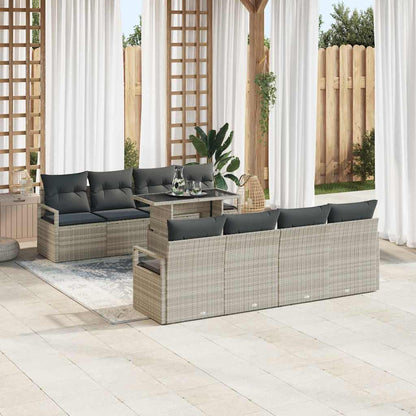Set Divano da Giardino 9 pcs Grigio chiaro polyrattan | homemem39