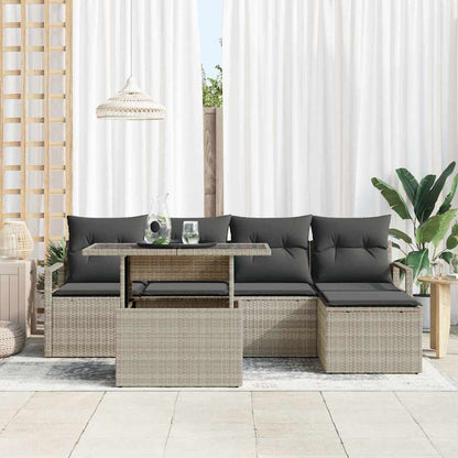 Set Divano da Giardino con cuscino 6 pcs Grigio chiaro | homemem39