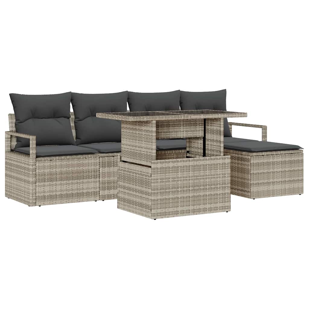 Set Divano da Giardino con cuscino 6 pcs Grigio chiaro | homemem39