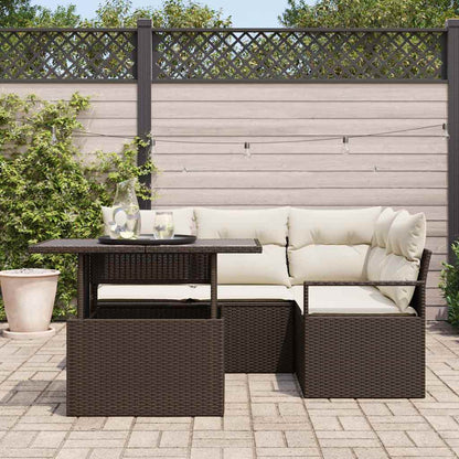 Set Divano da Giardino 5 pcs Marrone e Crema polyrattan | homemem39