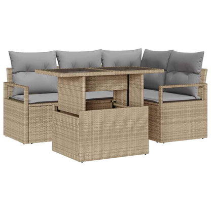 Set Divano da Giardino 5 pcs beige e grigio chiaro polyrattan
