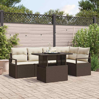 Set Divano da Giardino 6 pcs Marrone e crema polyrattan | homemem39