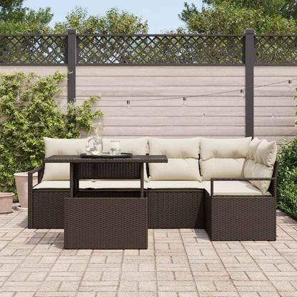 Set Divano da Giardino 6 pcs Marrone e crema polyrattan | homemem39
