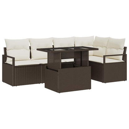 Set Divano da Giardino 6 pcs Marrone e crema polyrattan | homemem39