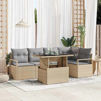 Set Divano da Giardino 6 pcs Beige e Grigio Chiaro polyrattan | homemem39