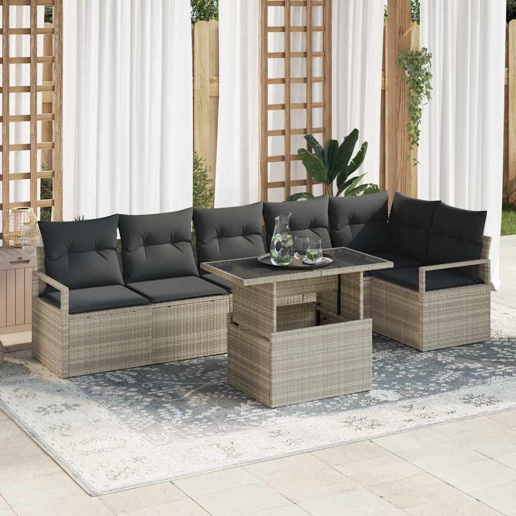 Set Divano da Giardino 7 pcs Grigio chiaro polyrattan | homemem39