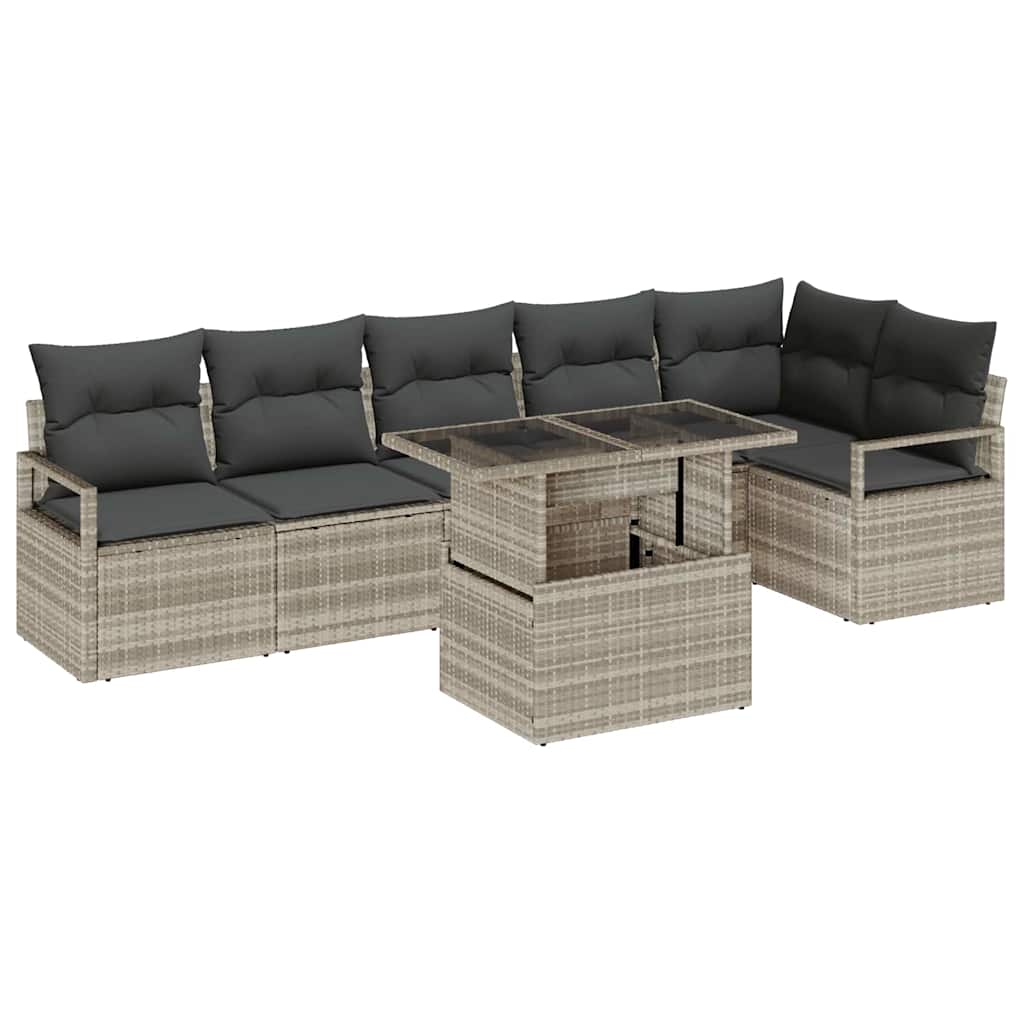 Set Divano da Giardino 7 pcs Grigio chiaro polyrattan | homemem39