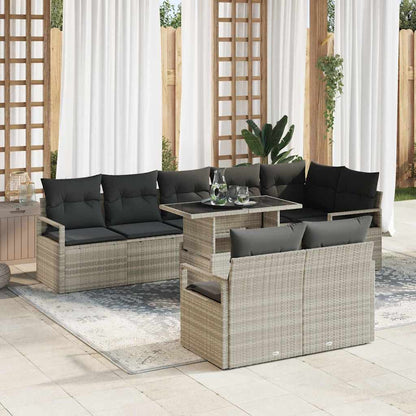 Set Divano da Giardino 9 pz 8-Numero di posti Grigio chiaro