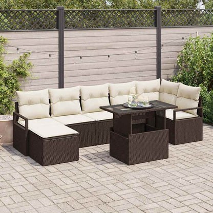 Set Divano da Giardino con cuscino 8 pcs Marrone e crema | homemem39
