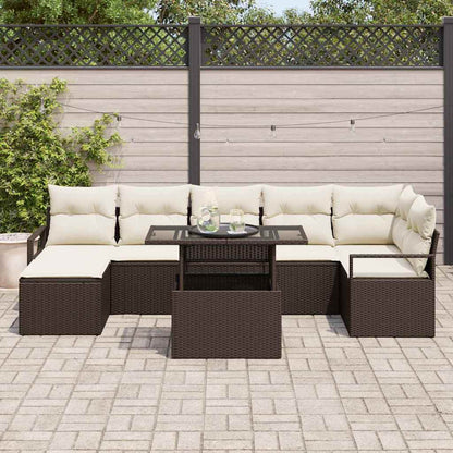 Set Divano da Giardino con cuscino 8 pcs Marrone e crema | homemem39