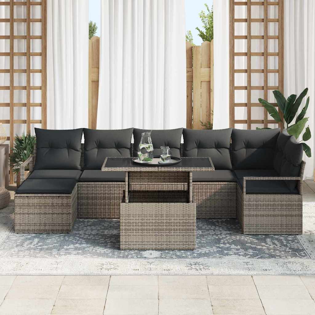 Set Divano da Giardino con cuscino 8 pcs Grigio | homemem39