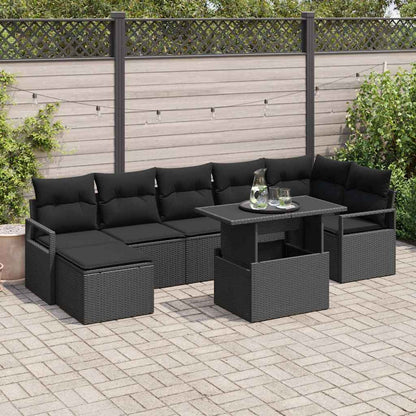 Set Divano da Giardino con archiviazione 8 pcs Nero polyrattan | homemem39