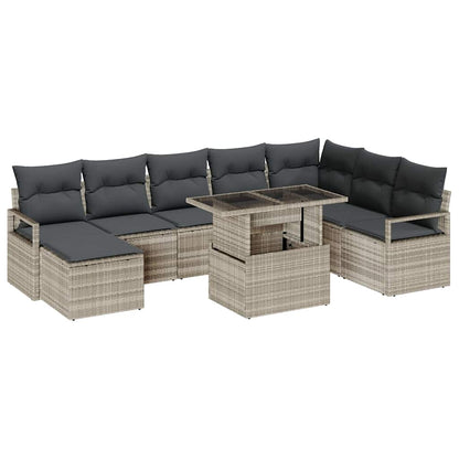 Set Divano da Giardino con cuscino 9 pcs Grigio chiaro
