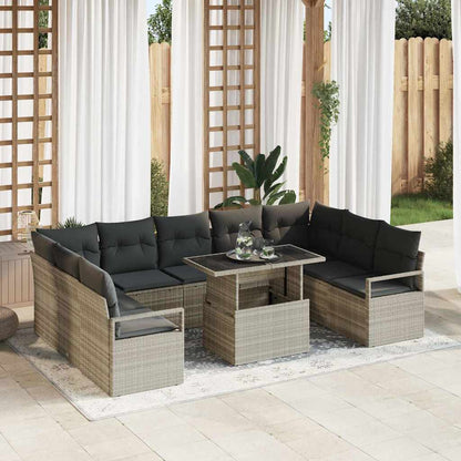 Set Divano da Giardino 10 pcs Grigio chiaro polyrattan | homemem39