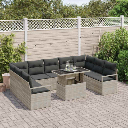 Set Divano da Giardino 10 pcs Grigio chiaro polyrattan | homemem39