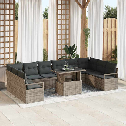 Set Divano da Giardino con cuscino 11 pcs Grigio polyrattan | homemem39