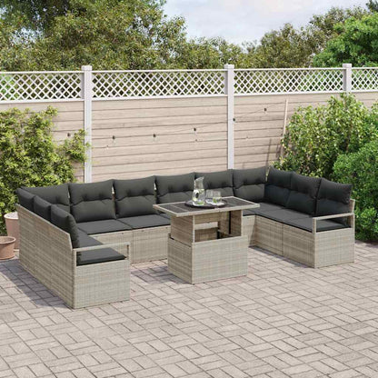 Set Divano da Giardino 11 pcs Grigio chiaro polyrattan | homemem39