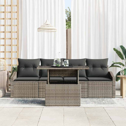 Set Divano da Giardino con cuscino 5 pcs Grigio polyrattan | homemem39