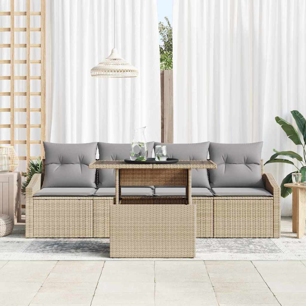 Set Divano da Giardino 5 pcs beige e grigio chiaro polyrattan | homemem39