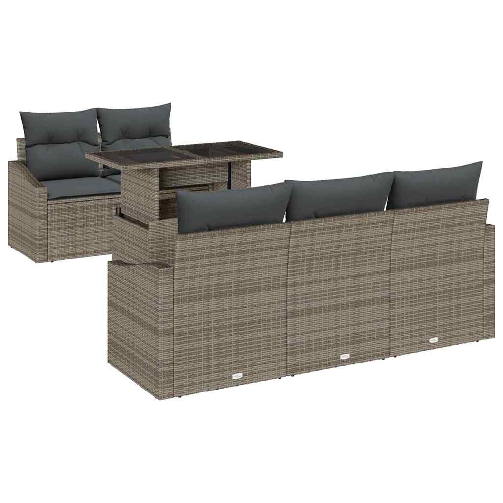 Set Divano da Giardino con cuscino 6 pcs Grigio polyrattan | homemem39