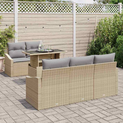 Set Divano da Giardino 6 pcs Beige e Grigio Chiaro polyrattan | homemem39