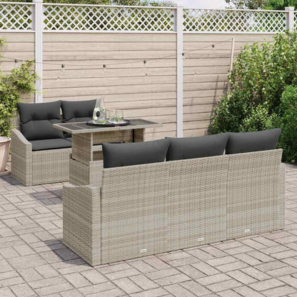 Set Divano da Giardino 6 pz Grigio chiaro polyrattan