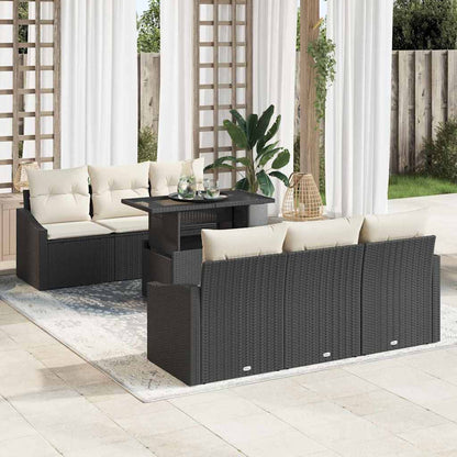 Set Divano da Giardino 7 pcs Nero e crema 100 x 55 x 73 cm | homemem39