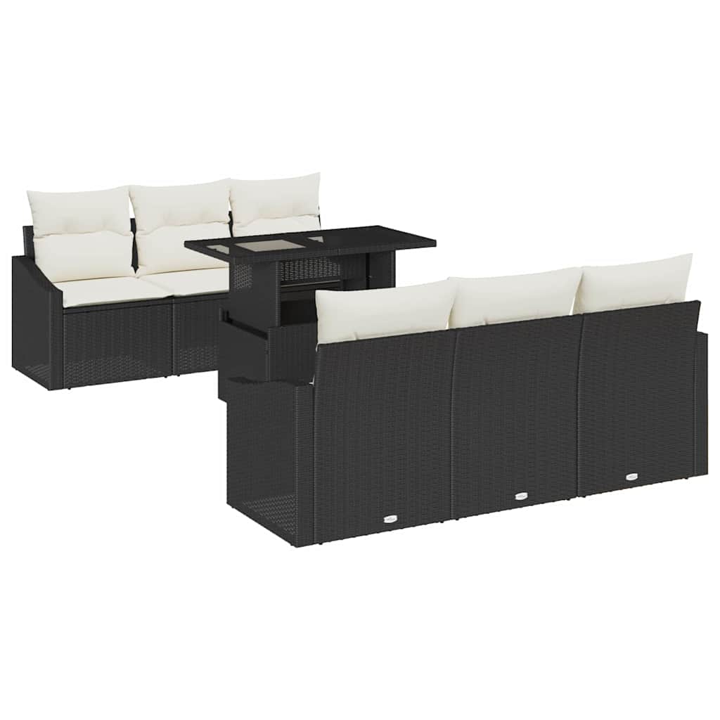 Set Divano da Giardino 7 pcs Nero e crema 100 x 55 x 73 cm | homemem39