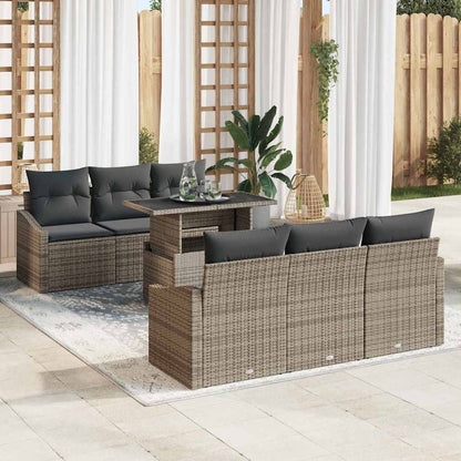 Set Divano da Giardino con cuscino 7 pcs Grigio polyrattan | homemem39