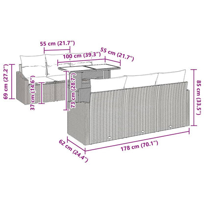 Set Divano da Giardino 7 pz Beige e Crema polyrattan | homemem39