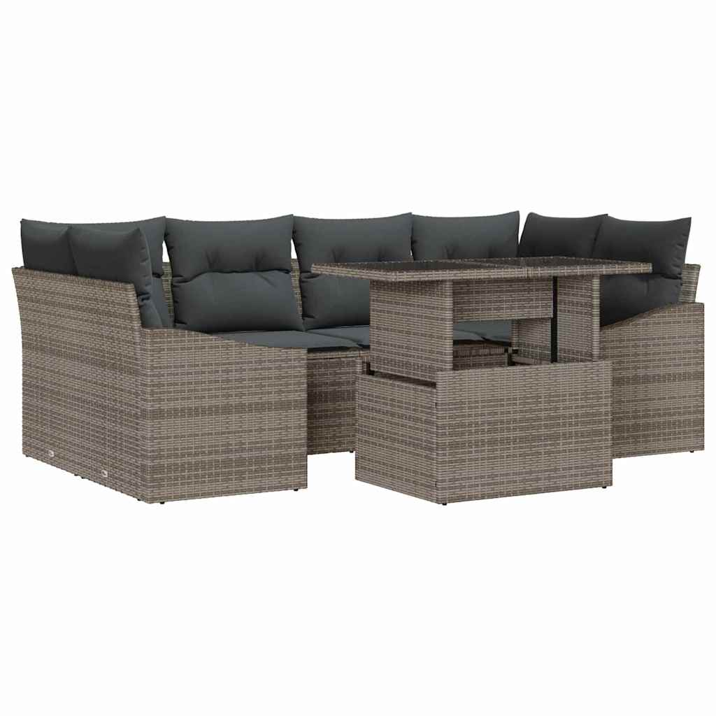 Set Divano da Giardino con cuscino 7 pcs Grigio polyrattan | homemem39