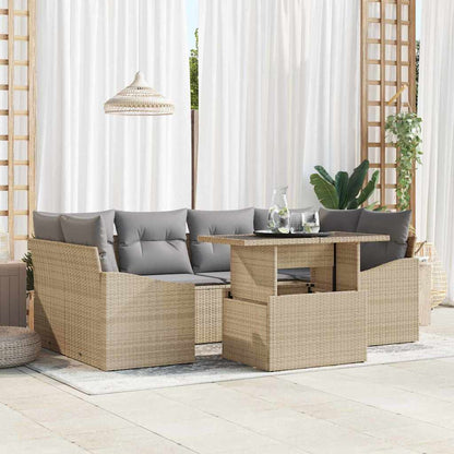 Set Divano da Giardino 7 pcs beige e grigio chiaro polyrattan | homemem39
