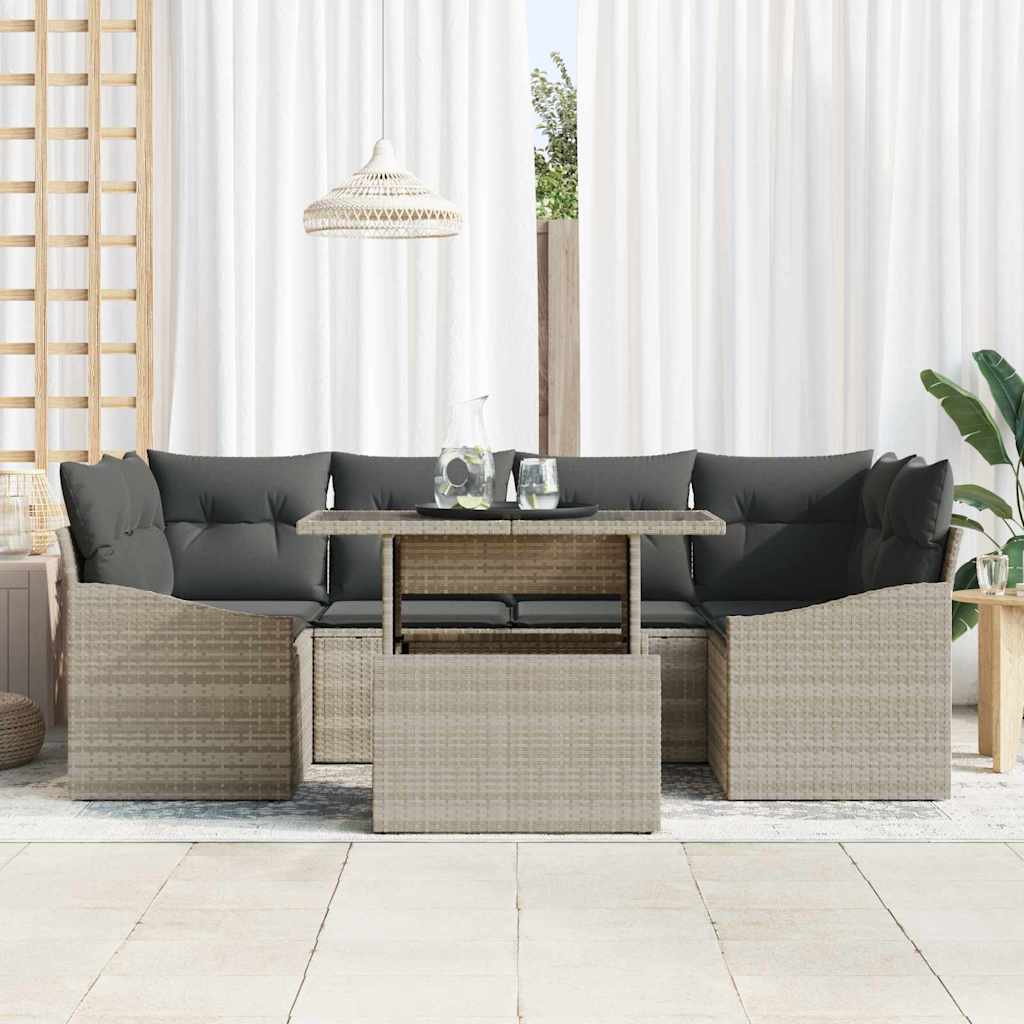 Set Divano da Giardino 7 pcs Grigio chiaro polyrattan | homemem39