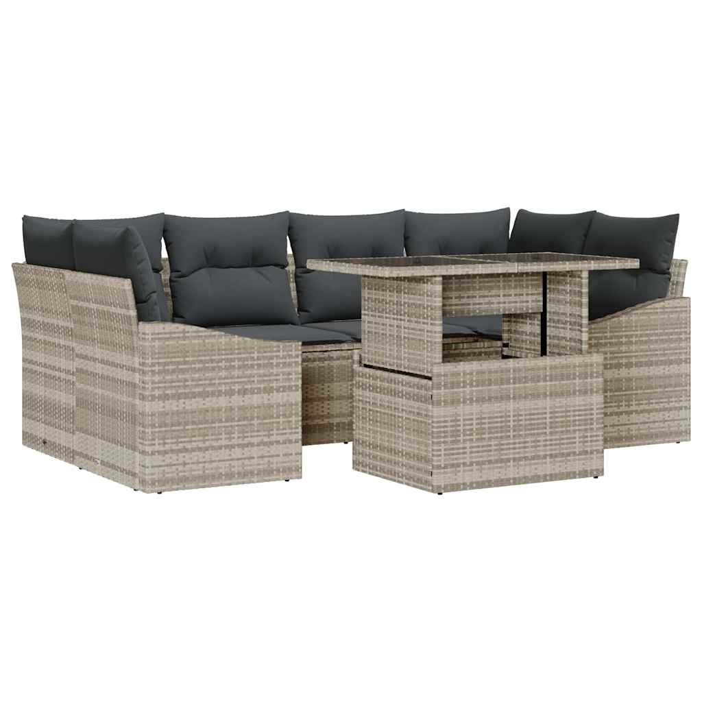 Set Divano da Giardino 7 pcs Grigio chiaro polyrattan | homemem39