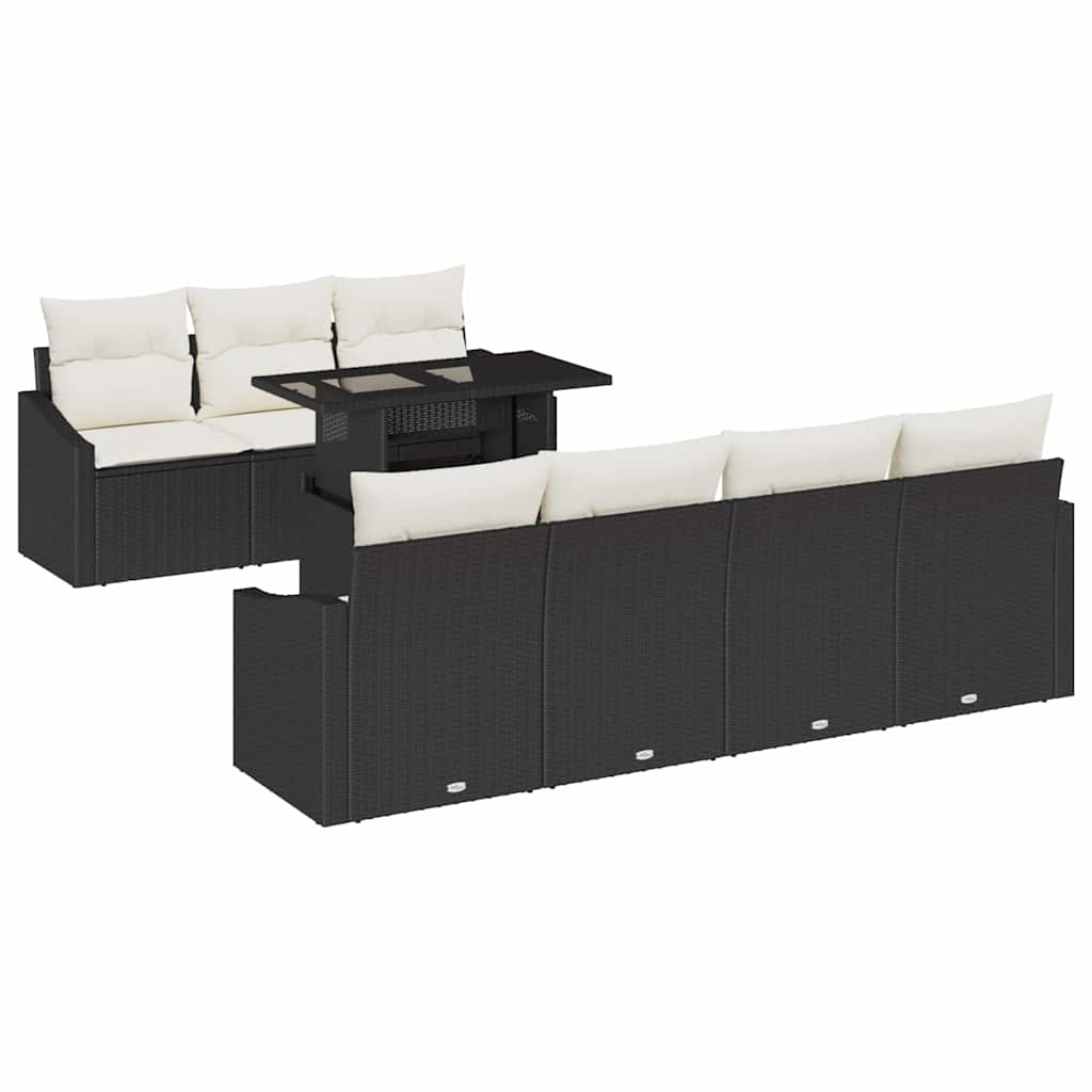 Set Divano da Giardino 8 pcs Nero e Crema polyrattan | homemem39