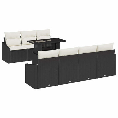 Set Divano da Giardino 8 pcs Nero e Crema polyrattan | homemem39