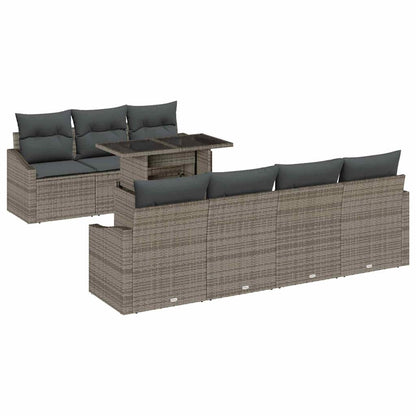 Set Divano da Giardino 8 pz Grigio polyrattan