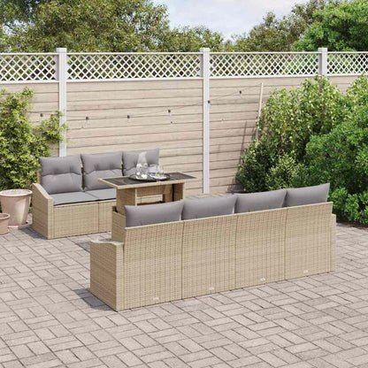 Set Divano da Giardino 8 pcs Beige e Grigio Chiaro polyrattan | homemem39