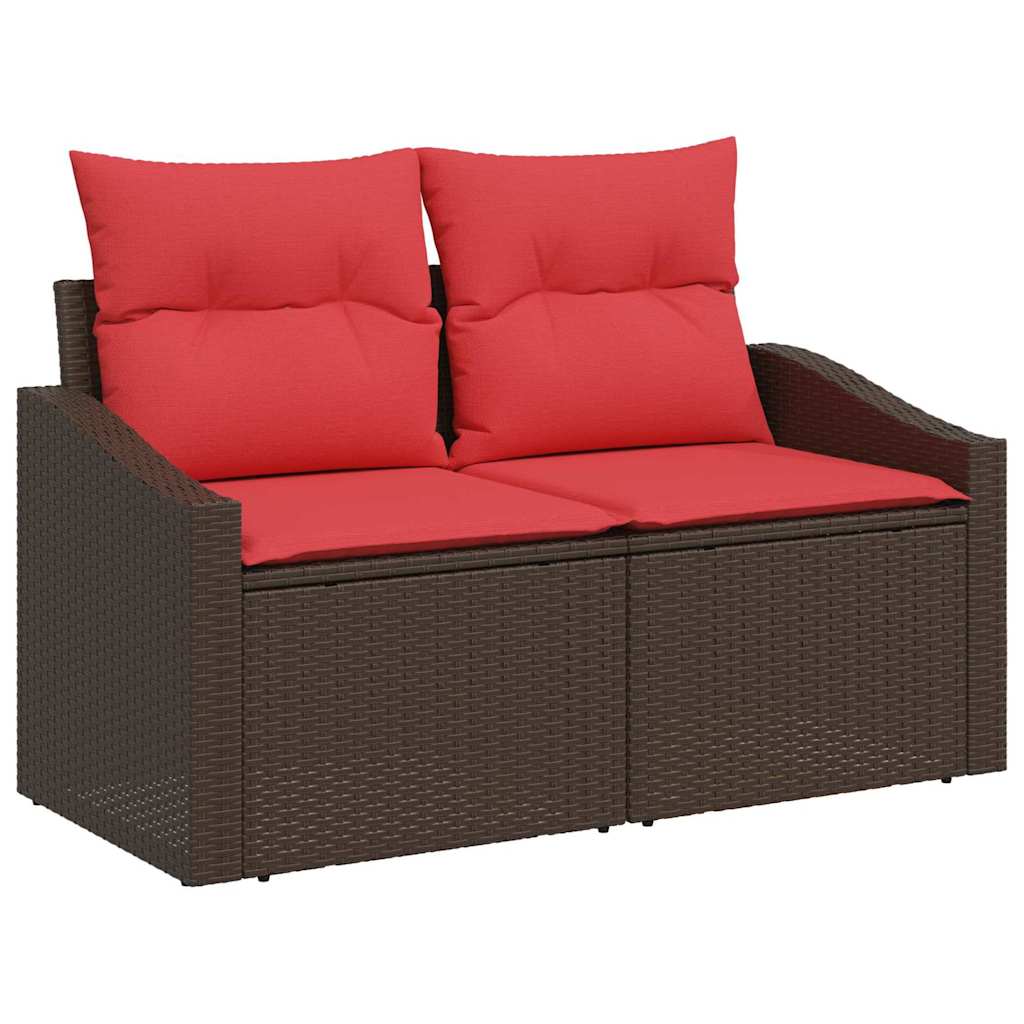 Set Divano da Giardino 8 pz Marrone e Rosso polyrattan | homemem39