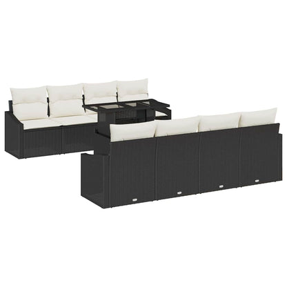 Set Divano da Giardino 7 pcs Nero e crema polyrattan | homemem39
