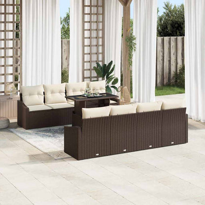 Set Divano da Giardino 7 pcs Marrone e Crema polyrattan | homemem39