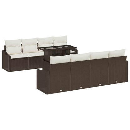 Set Divano da Giardino 7 pcs Marrone e Crema polyrattan | homemem39