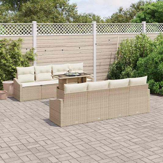 Set Divano da Giardino 7 pcs Beige e Crema polyrattan