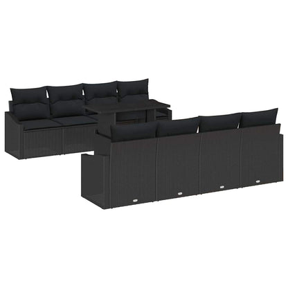 Set Divano da Giardino con cuscino 7 pcs Nero polyrattan | homemem39