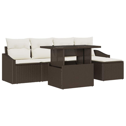 Set Divano da Giardino con cuscino 6 pcs Marrone e crema | homemem39