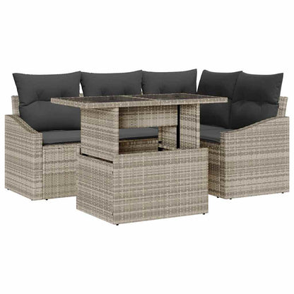 Set Divano da Giardino 5 pcs Grigio chiaro polyrattan | homemem39